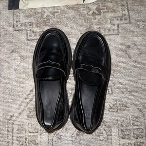 H&M Black Leather Platform Loafers